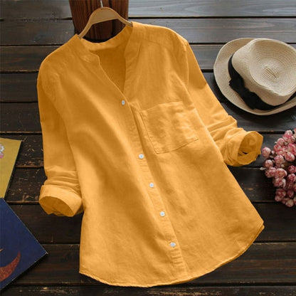 Chemise Femme Lin Élégante Manches Longues