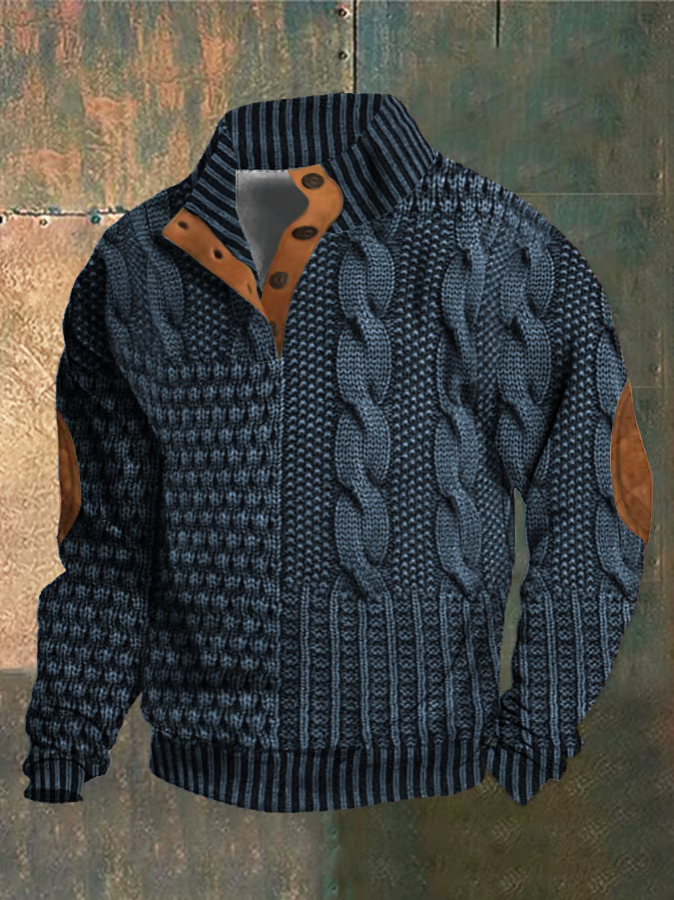 Pull Homme Hiver à Col Boutonné en Laine Douce - LuxeStyle
