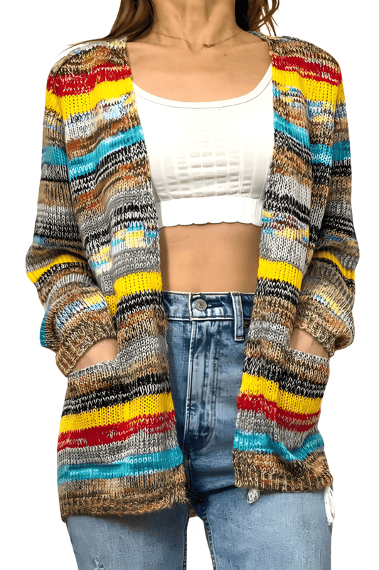 Veste Femme Rayée Chic - Légère et Tendance à Manches Longues - LuxeStyle