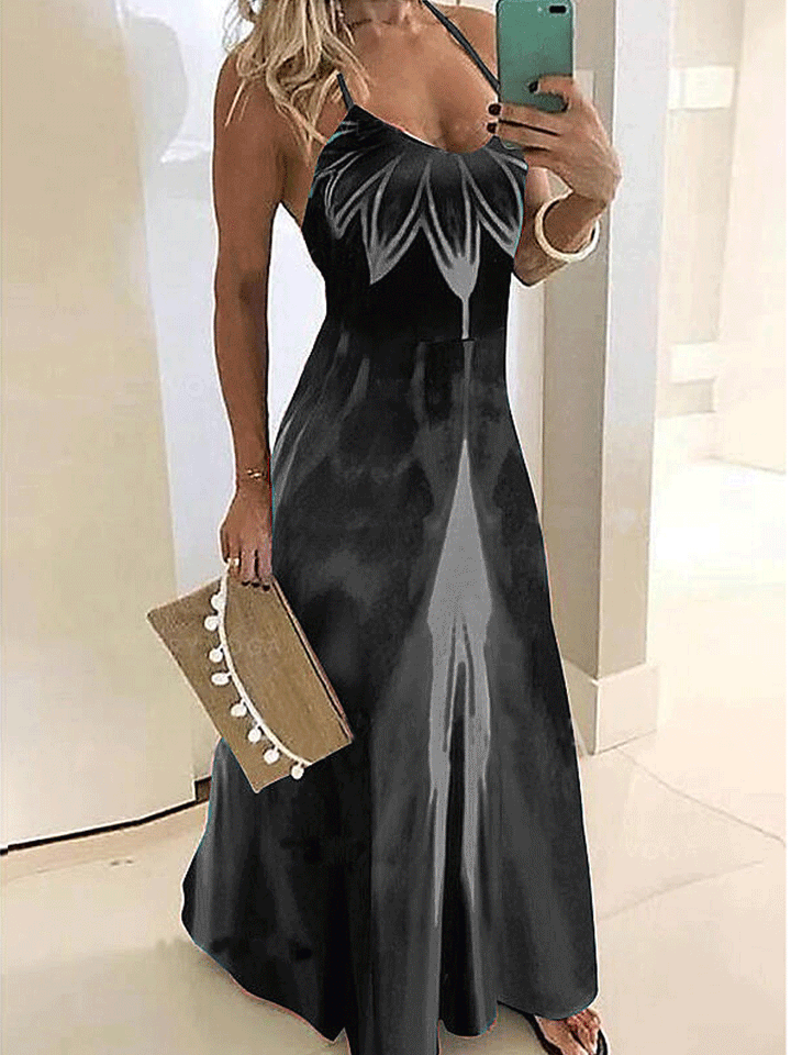 Robe Été Florale Rouge Longue pour Femmes