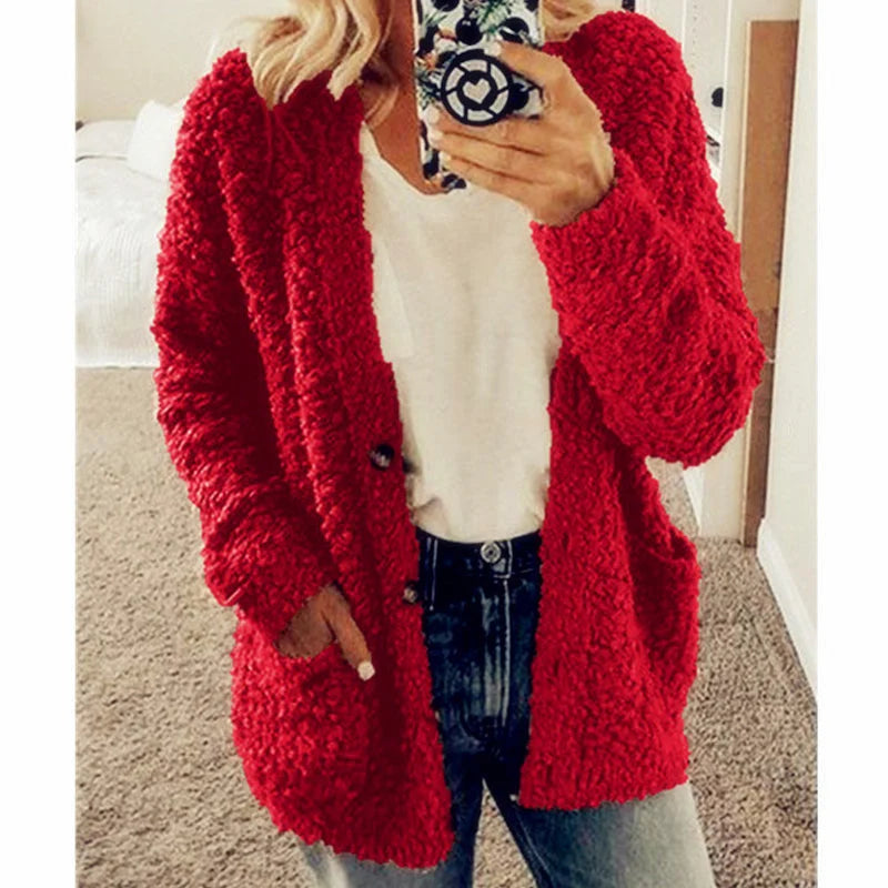 Veste douillette blanche femme poches boutons