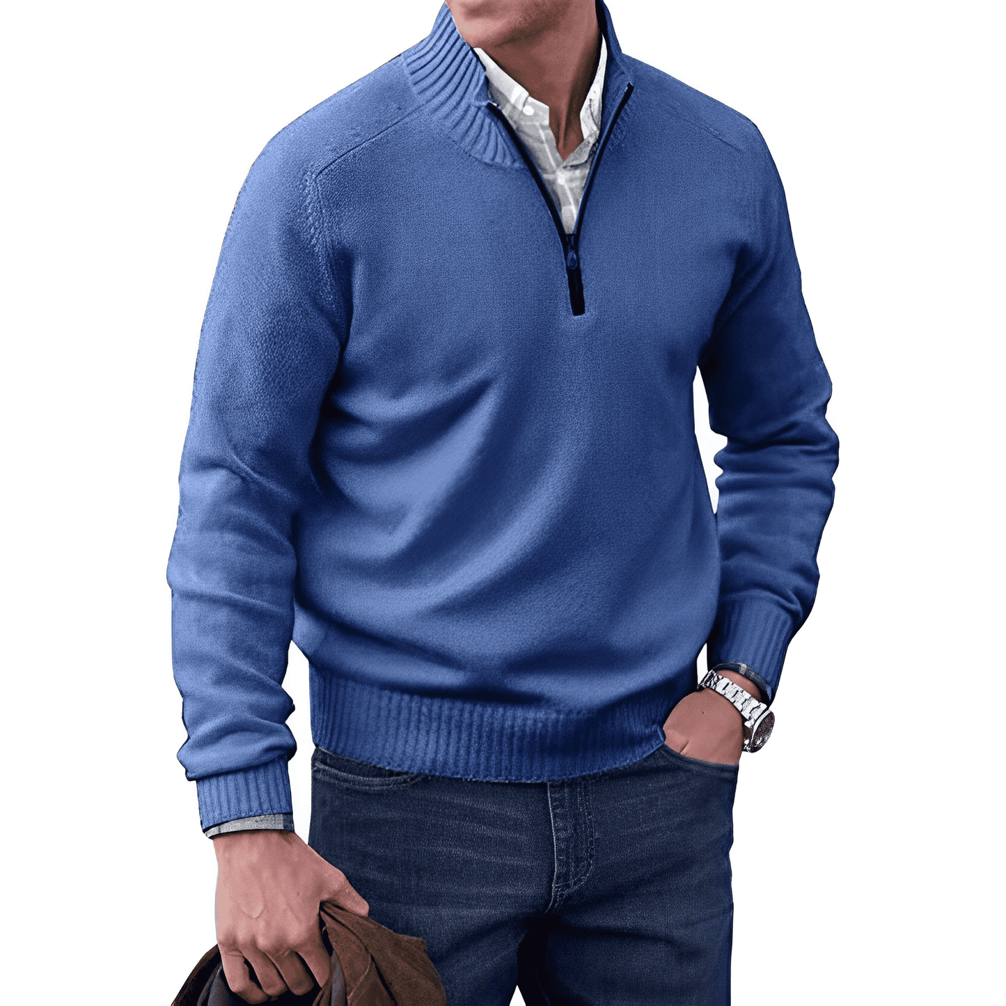 Pull Homme Laine Gris Chic Zippé