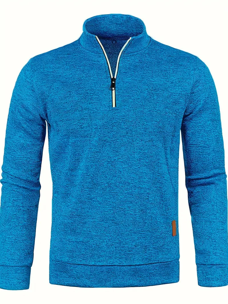Pull en polaire marine avec fermeture éclair pour homme