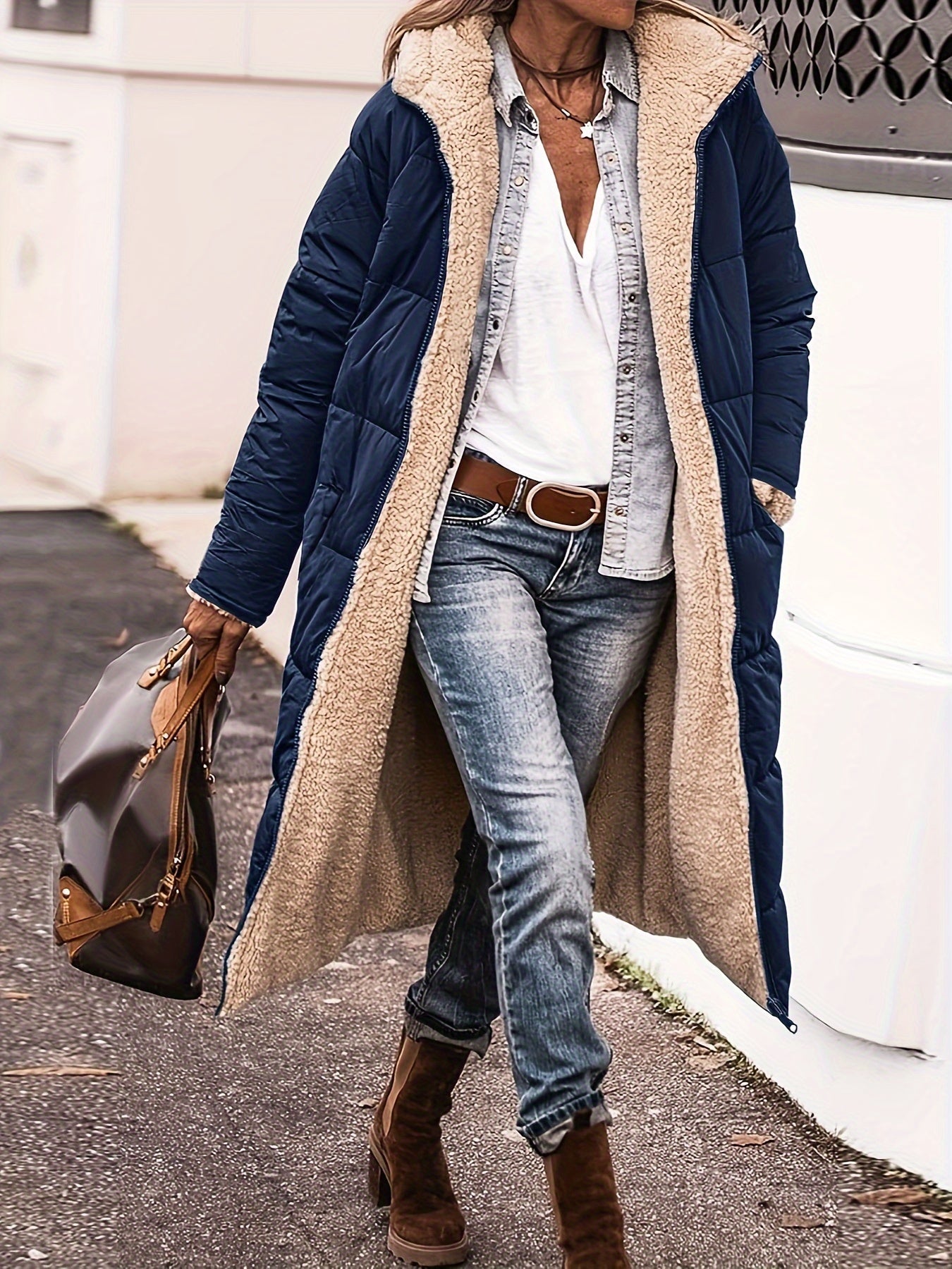 Manteau Femme Hiver Élégant Doublé Polaire