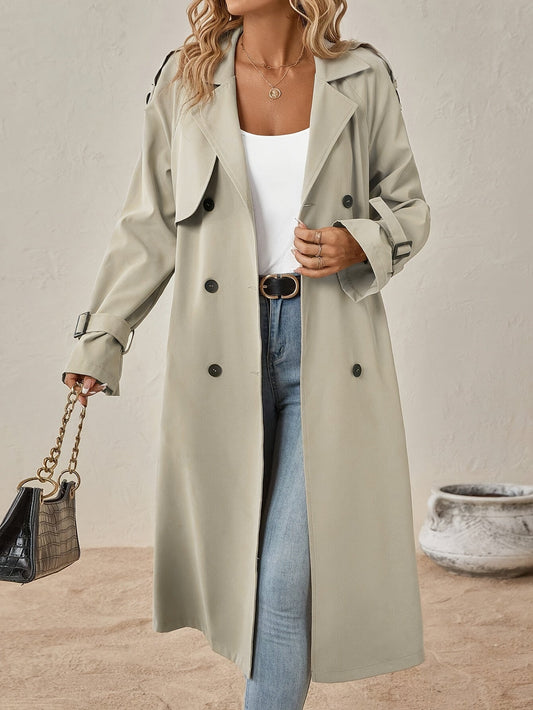 Manteau Femme Élégant Long Coton Boutons - LuxeStyle