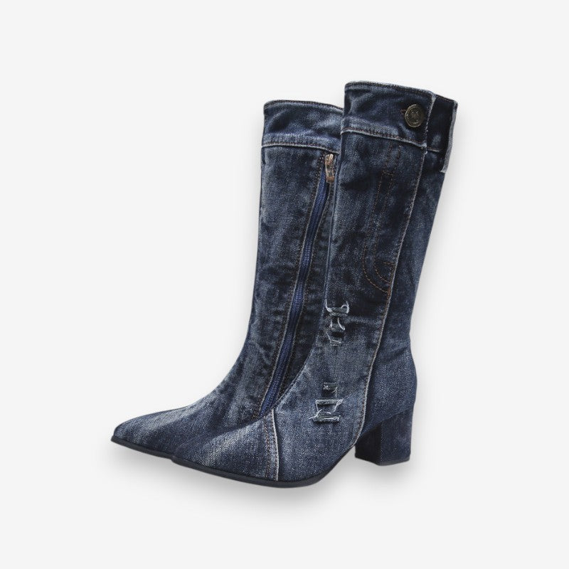 Bottes Hautières Élégantes à Fermeture Éclair