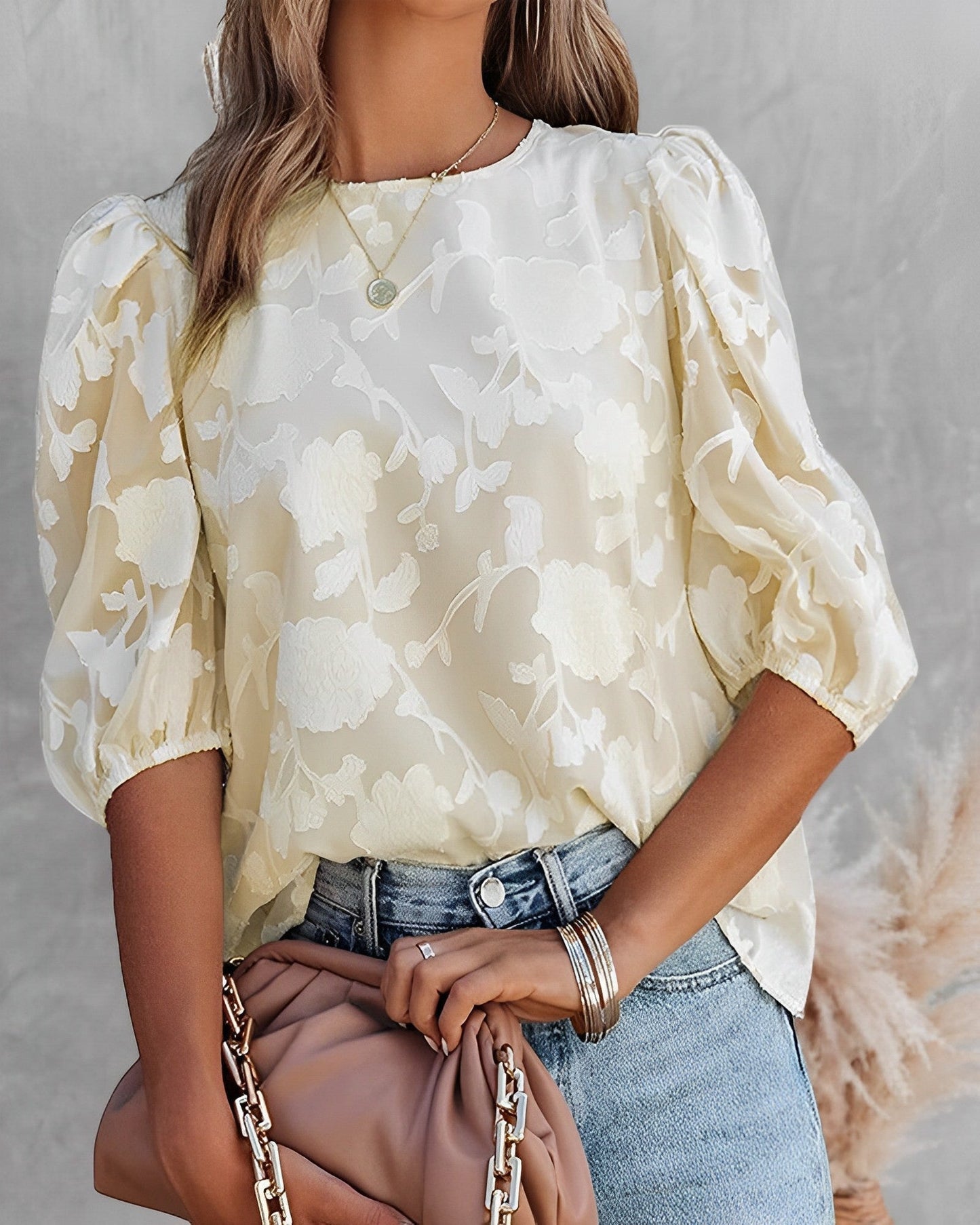 Chemise Féminine à Manches Bouffantes Décontractée