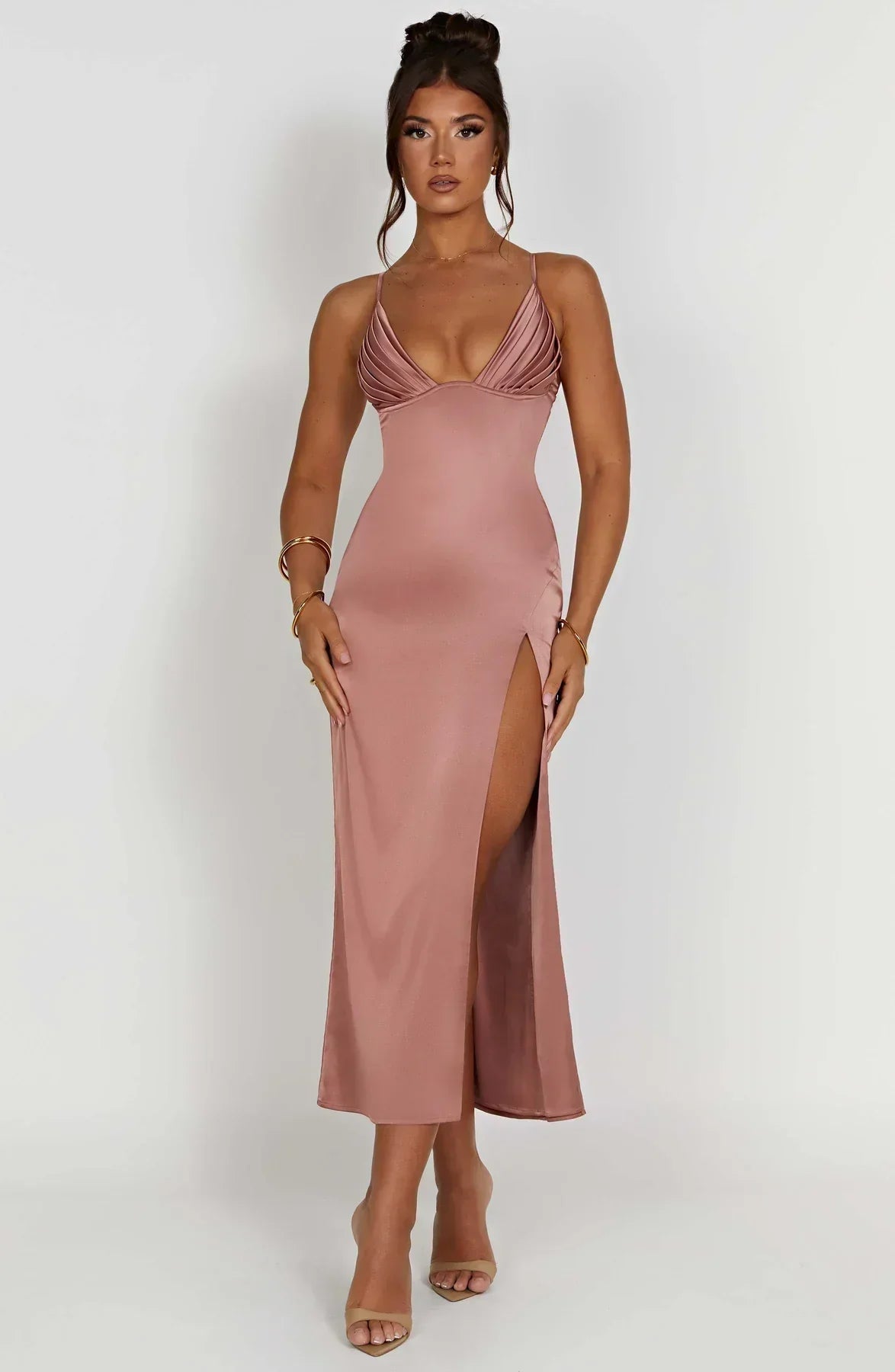 Robe de soirée rose luxueuse pour femme - LuxeStyle