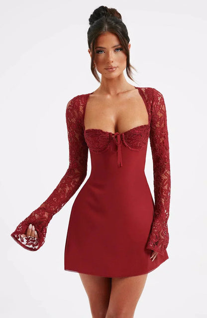Robe Femme Mini Chic - Robe Dentelle Élégante avec Cœur