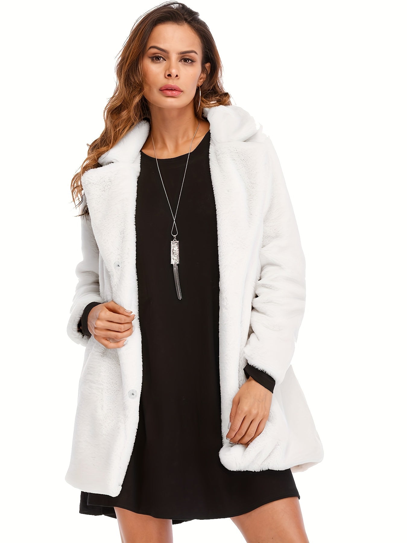 Manteau Femme Hiver Longueur Mi-Long avec Poches et Fermeture Discrète - LuxeStyle
