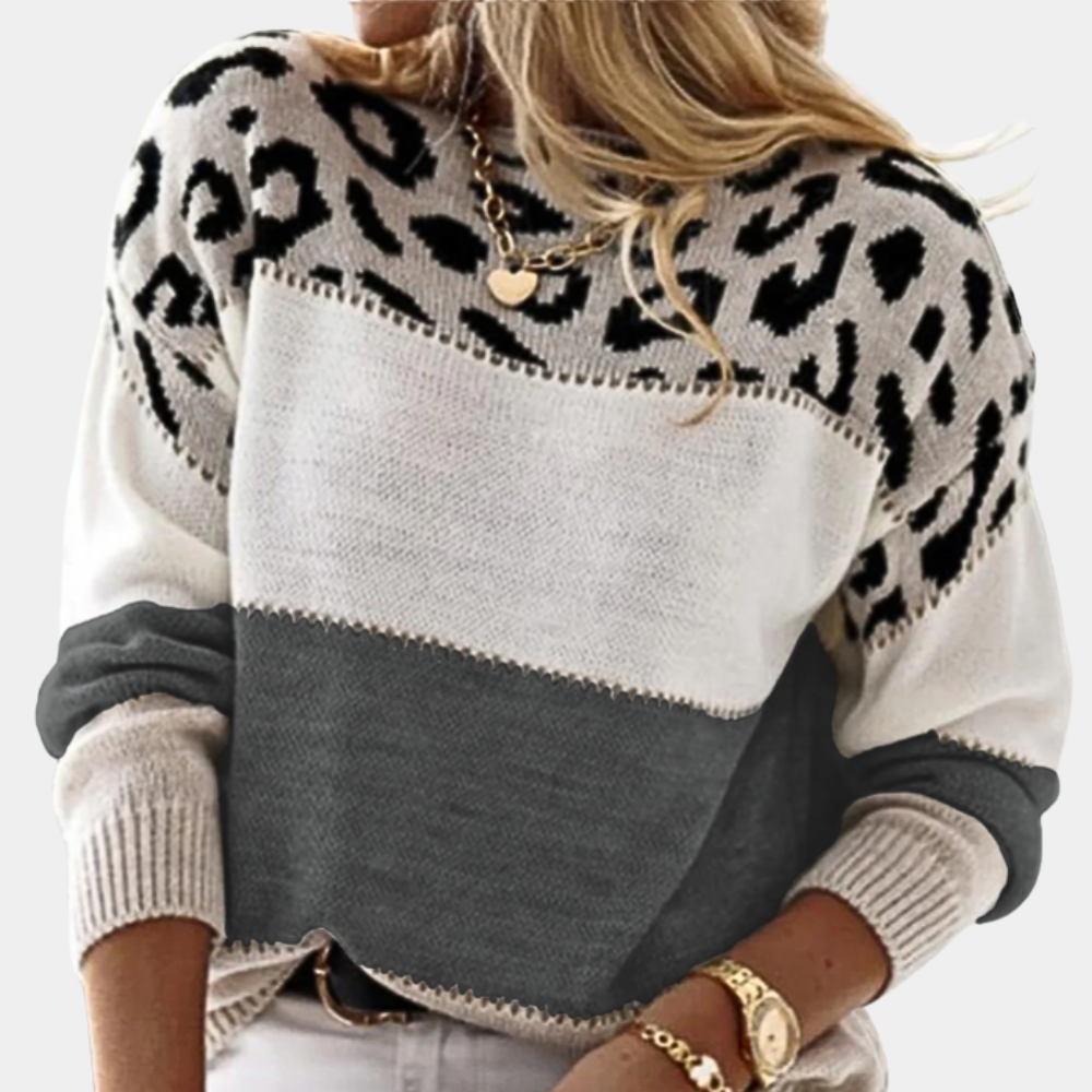 Pull Femme Hiver Léopard à Manches Longues - LuxeStyle
