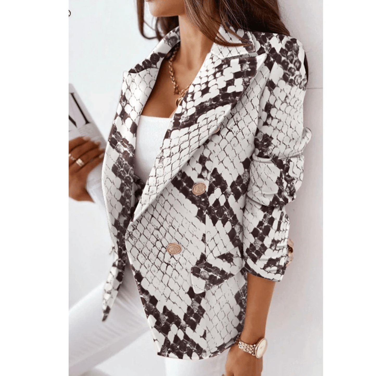 Blazer Féminin Chic – Veste Col Revers Élégante en Laine de Luxe