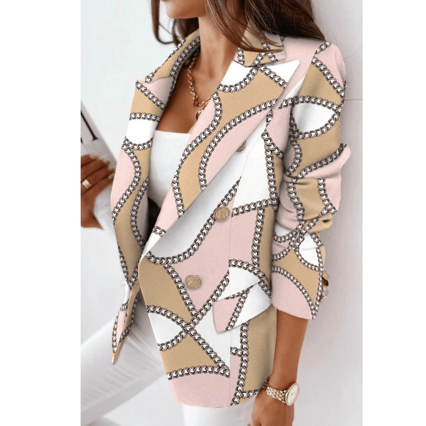 Blazer Féminin Chic – Veste Col Revers Élégante en Laine de Luxe