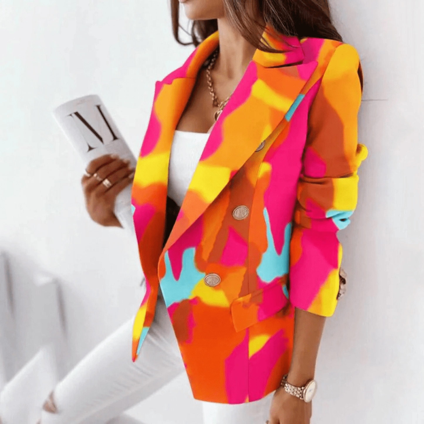 Blazer Féminin Chic – Veste Col Revers Élégante en Laine de Luxe