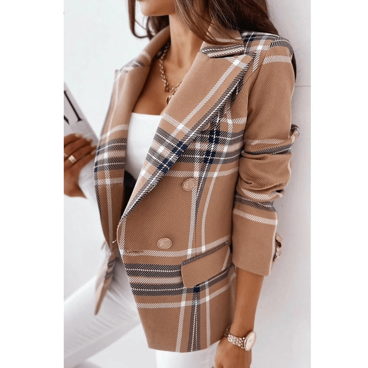 Blazer Féminin Chic – Veste Col Revers Élégante en Laine de Luxe