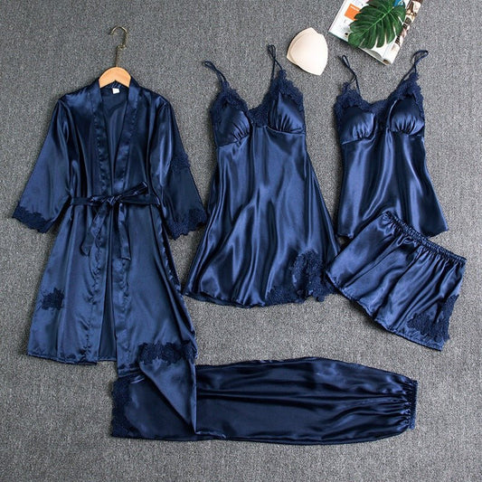 Ensemble Pyjama Confort Femme avec Kimono et Short de Nuit - LuxeStyle