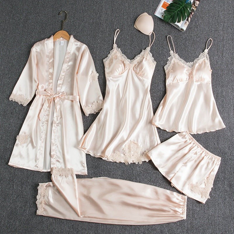 Ensemble Pyjama Confort Femme avec Kimono et Short de Nuit