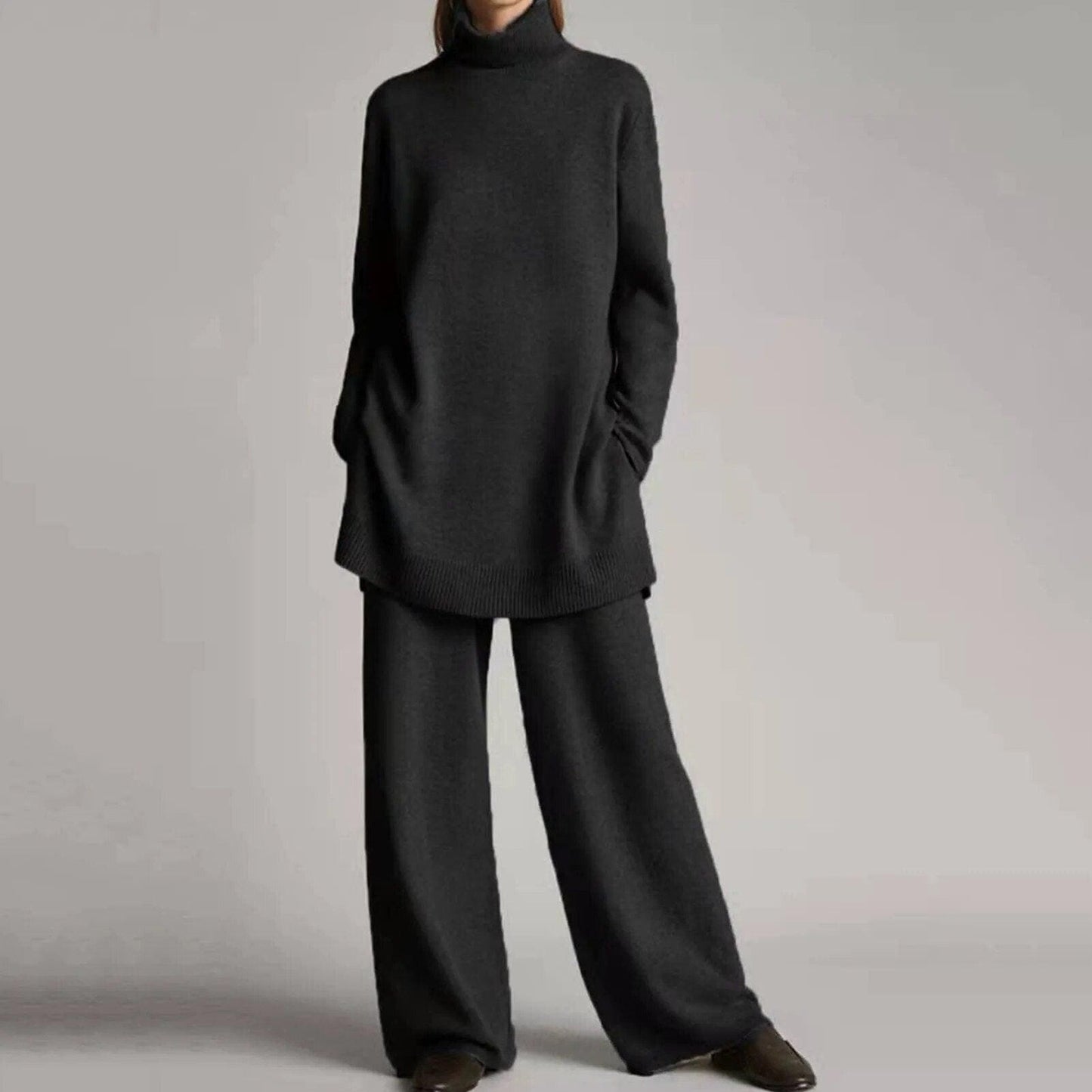 Pull Cachemire Doux pour Femme avec Pantalon Noir