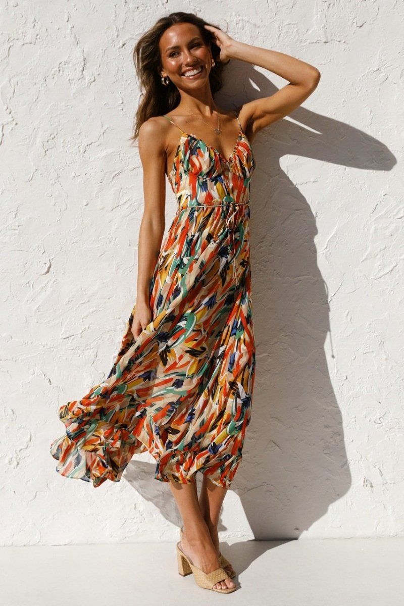 Robe Longue Élégante Fleurs Pour Femmes - LuxeStyle