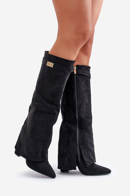 Bottes Femmes Élégantes – Chaussures Suédine Noire Pointues & Raffinées