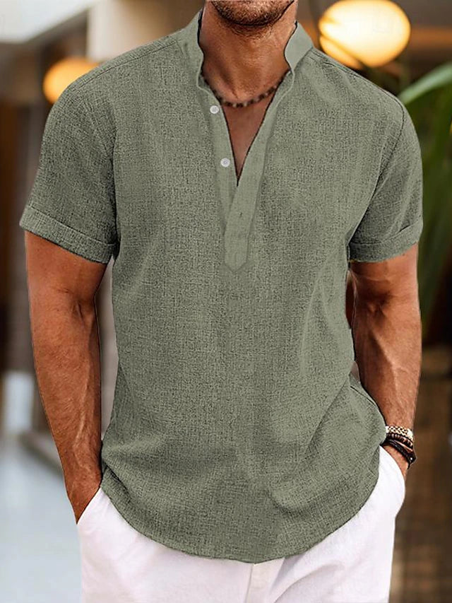 Chemise Homme Coton Style Décontracté Rose Vif