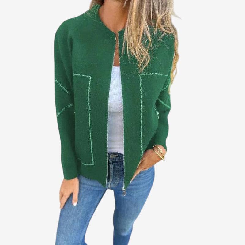 Veste Isabella – Parka zippée Manches Longues Col Rond