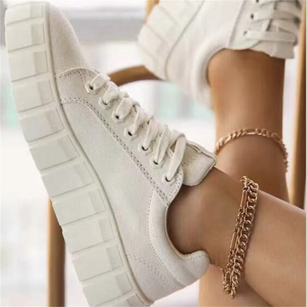 Baskets Confortables pour Femme avec Lacets et Semelle Souple