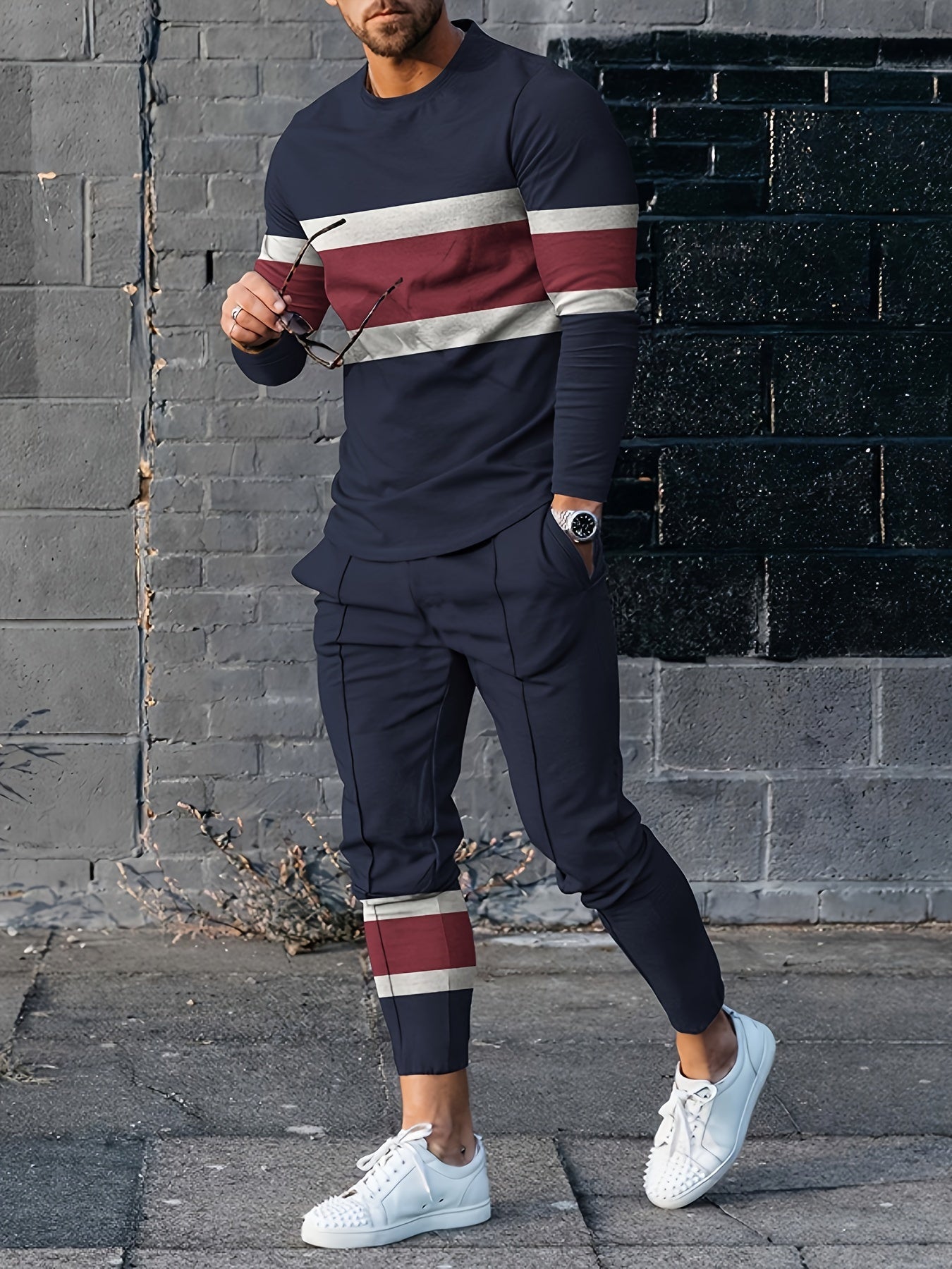 Ansel - Tenue de détente avec pull col rond et pantalon jogging - LuxeStyle