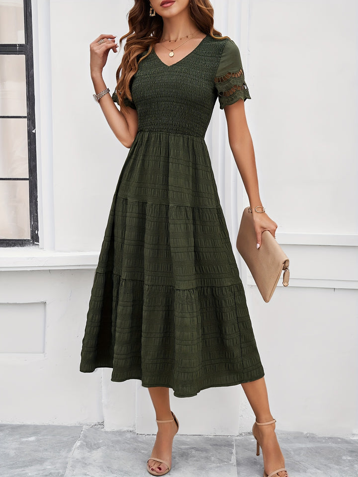 Robe Été Longue Corail avec Dentelle pour Femmes