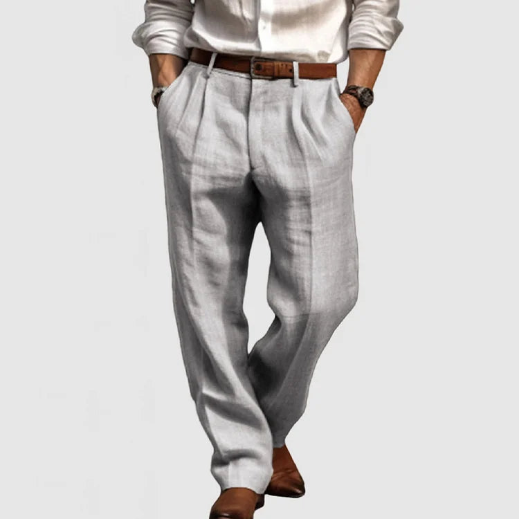 Pantalon Homme Lin Élégant Noir