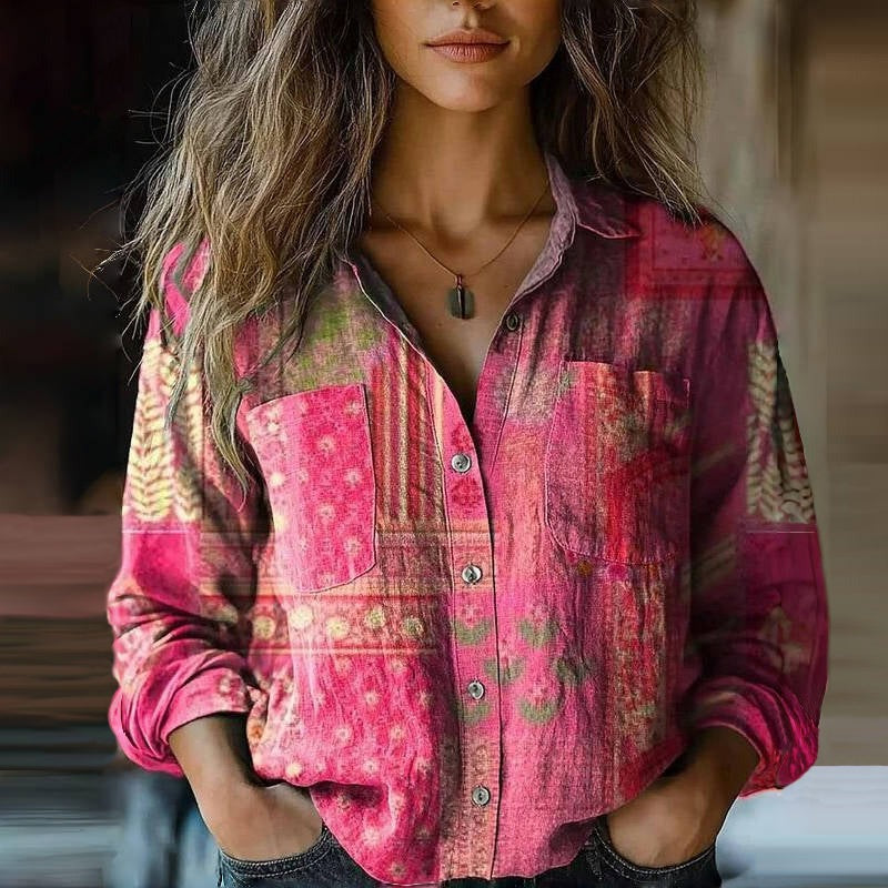 Blouse Colorée à Manches Courtes pour Femme