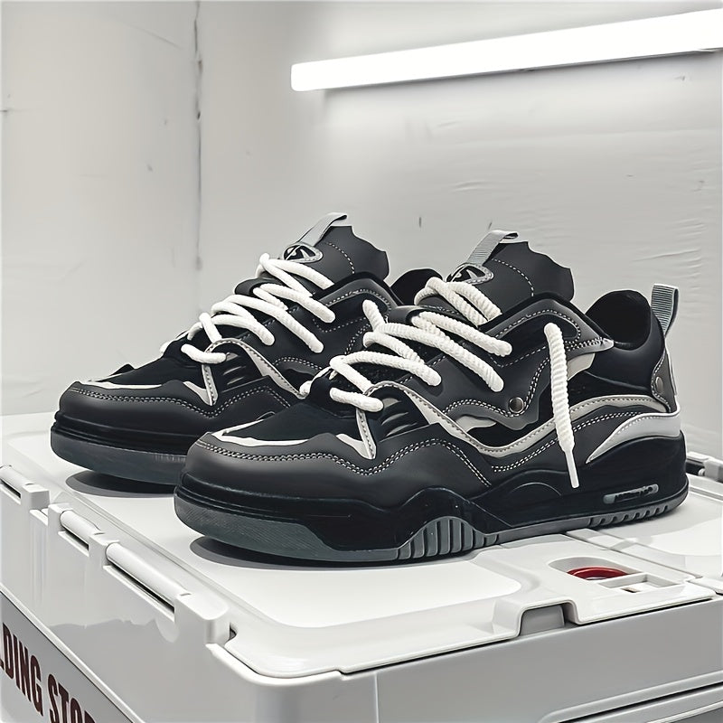 Baskets Sport Noires et Blanches Lacets Solides - LuxeStyle