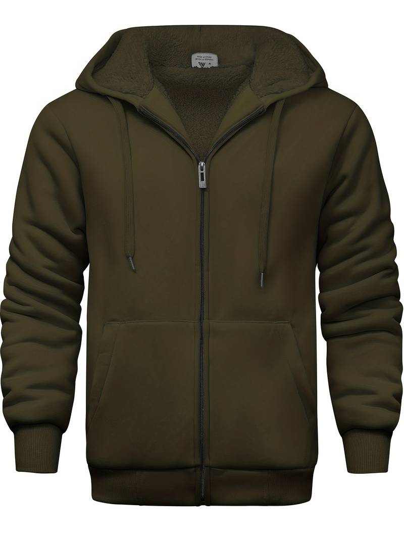Sweat À Capuche Simple Zippé Pour Homme - Confortable Au Quotidien
