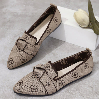 Ballerines Féminines Élégantes - Chaussures Pointues en Détail Nœud & Semelle Plate