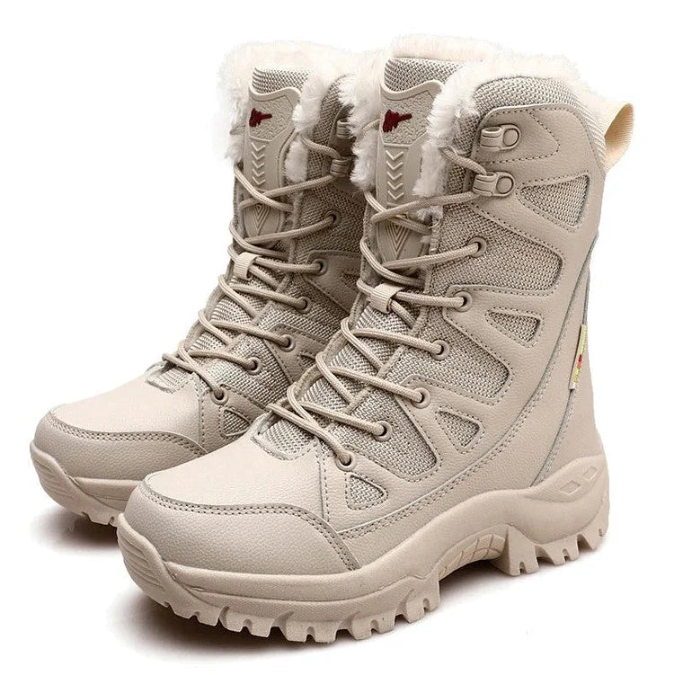 Bottes de marche étanches en cuir femme marron - LuxeStyle