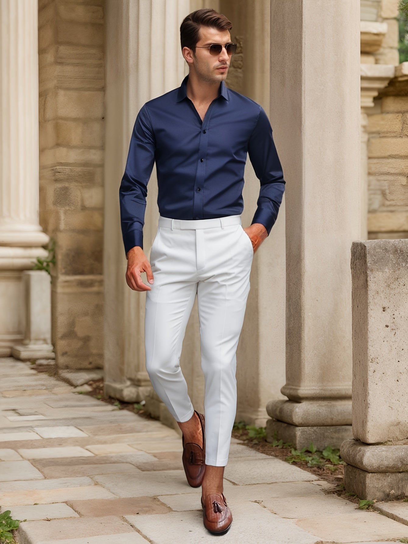 Chemise Homme Marine Classique à Manches Longues - LuxeStyle