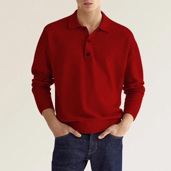 Polo Homme Olive Manches Longues Décontracté