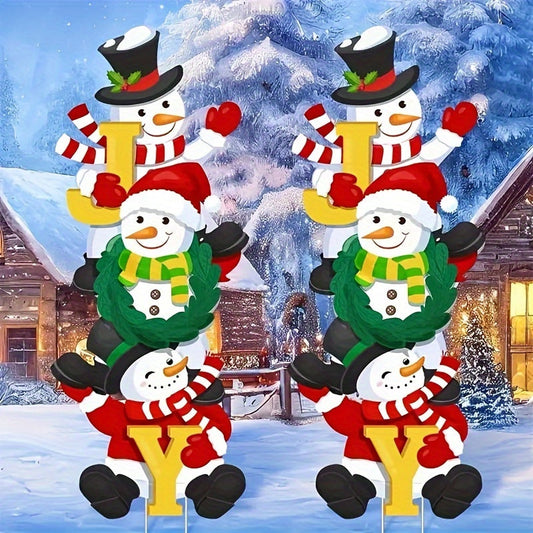 Décoration Jardin Noël 3 Bonhommes de Neige - BlxckFR