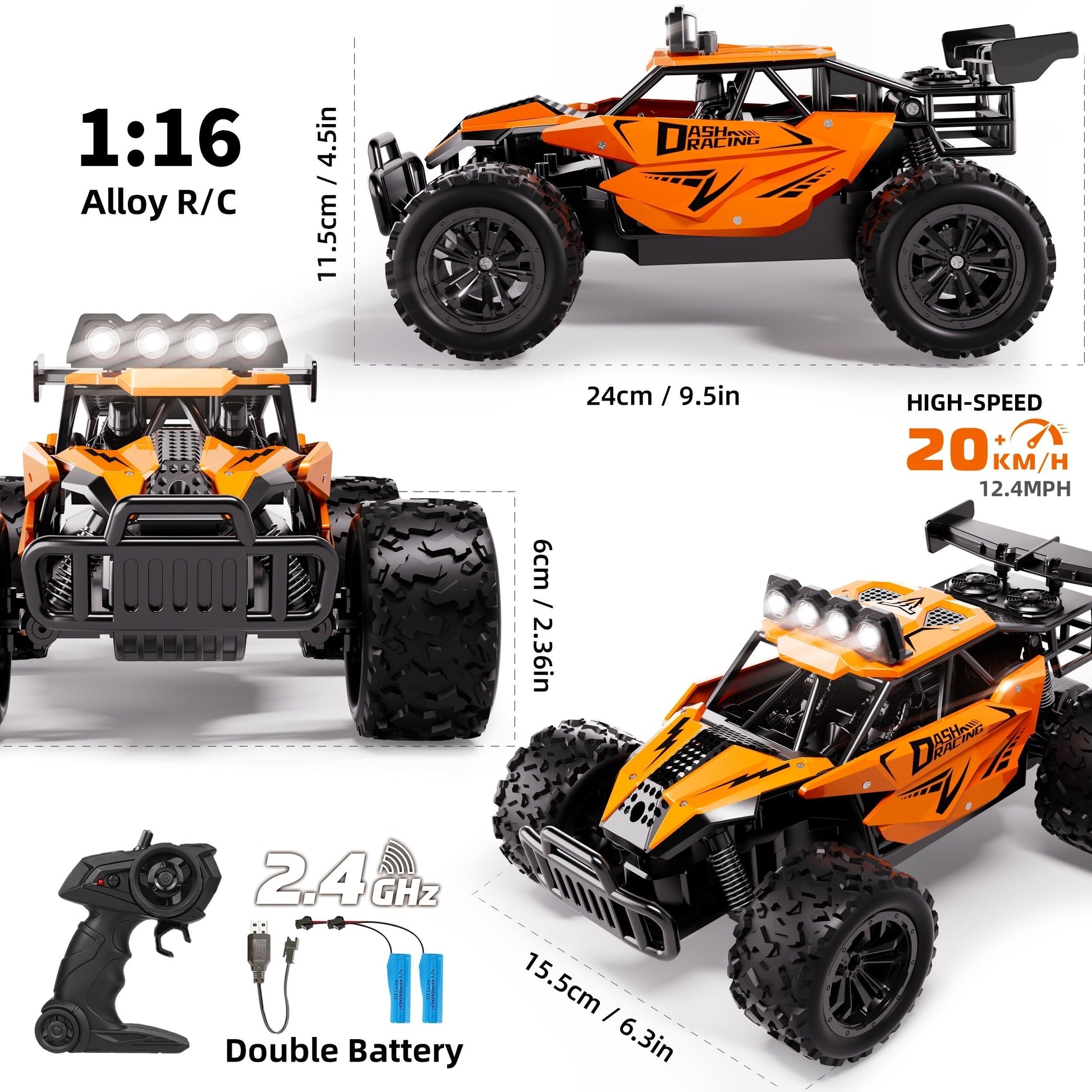 Voiture RC Métallique 1:16 avec Batterie Double Puissance - LuxeStyle