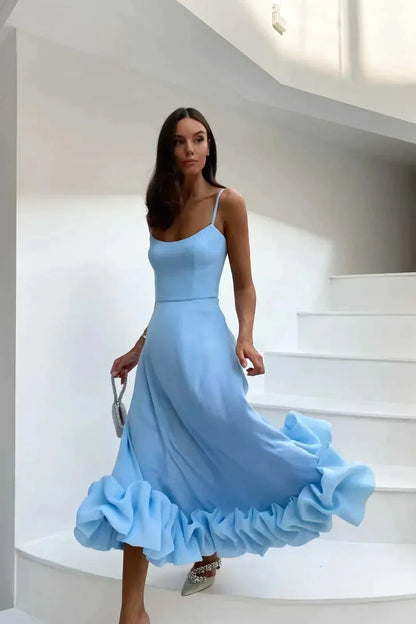 Volanira™ – Robe Midi Femme Élégante avec Volants Confortable et Chic
