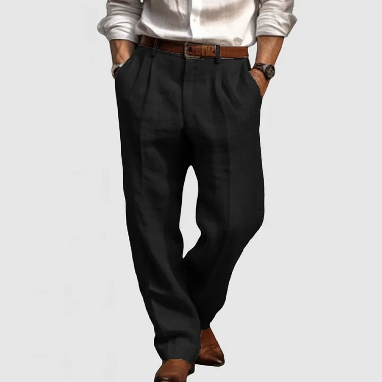 Pantalon Homme Lin Élégant Noir - LuxeStyle