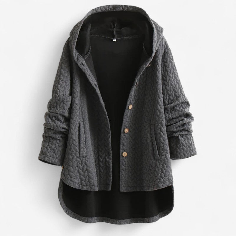 Veste mi-longue décontractée avec capuche et poches pratiques - LuxeStyle