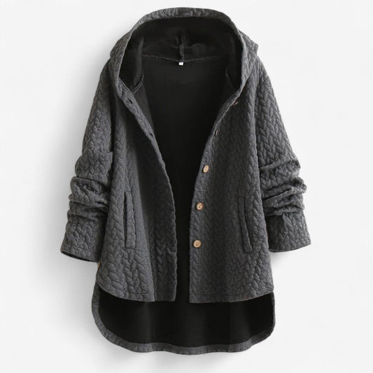 Veste mi-longue décontractée avec capuche et poches pratiques - LuxeStyle