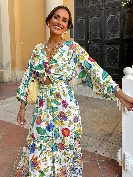 Robe Été Florale Manches Balloon pour Femme - LuxeStyle