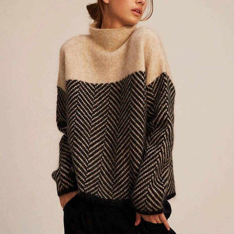 Pull Femme Laine Élégant à Carreaux - LuxeStyle