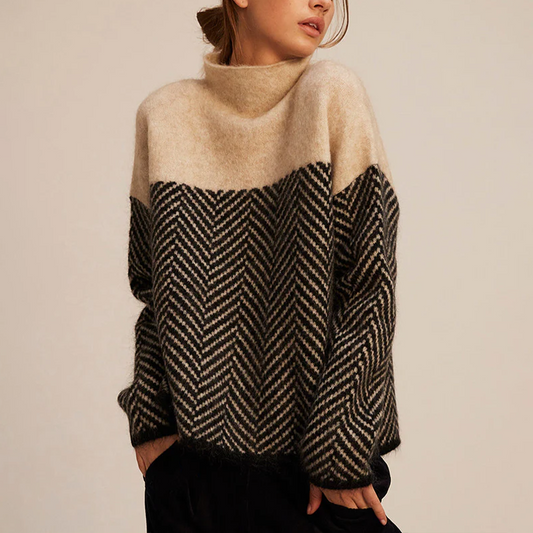 Pull Femme Laine Élégant à Carreaux - LuxeStyle