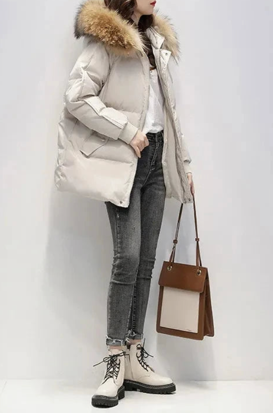 Manteau d'hiver épais pour femme avec capuche