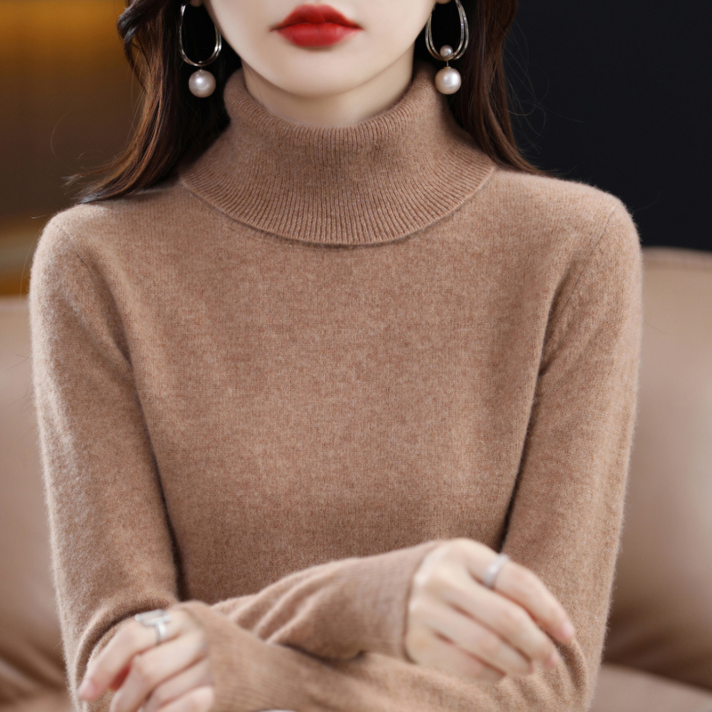Pull Cachemire Doux pour Femme - Col Roulé Confortable et Léger