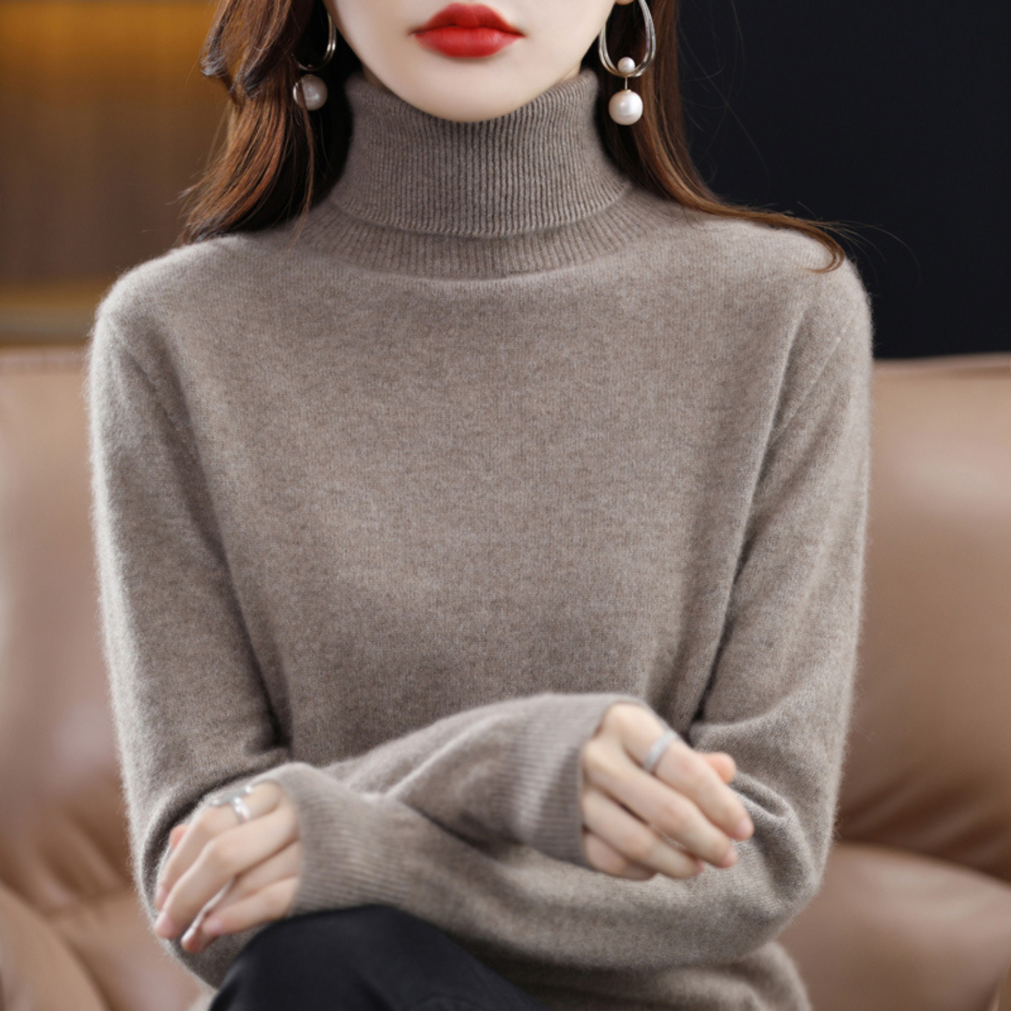 Pull Cachemire Doux pour Femme - Col Roulé Confortable et Léger