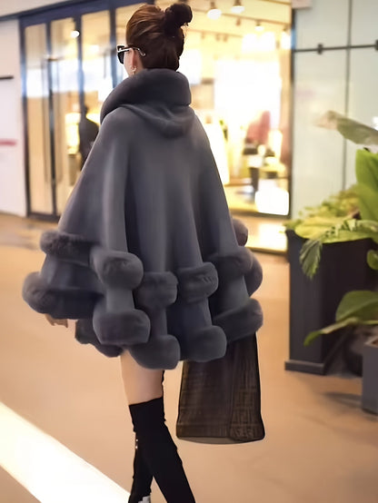 Manteau Long Élégant avec Capuche pour Femme